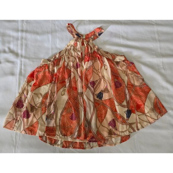 ENTRO Orange & Pink Boho Style Tassel Print Flowy Halter Top Size Large - Picture 4 of 10